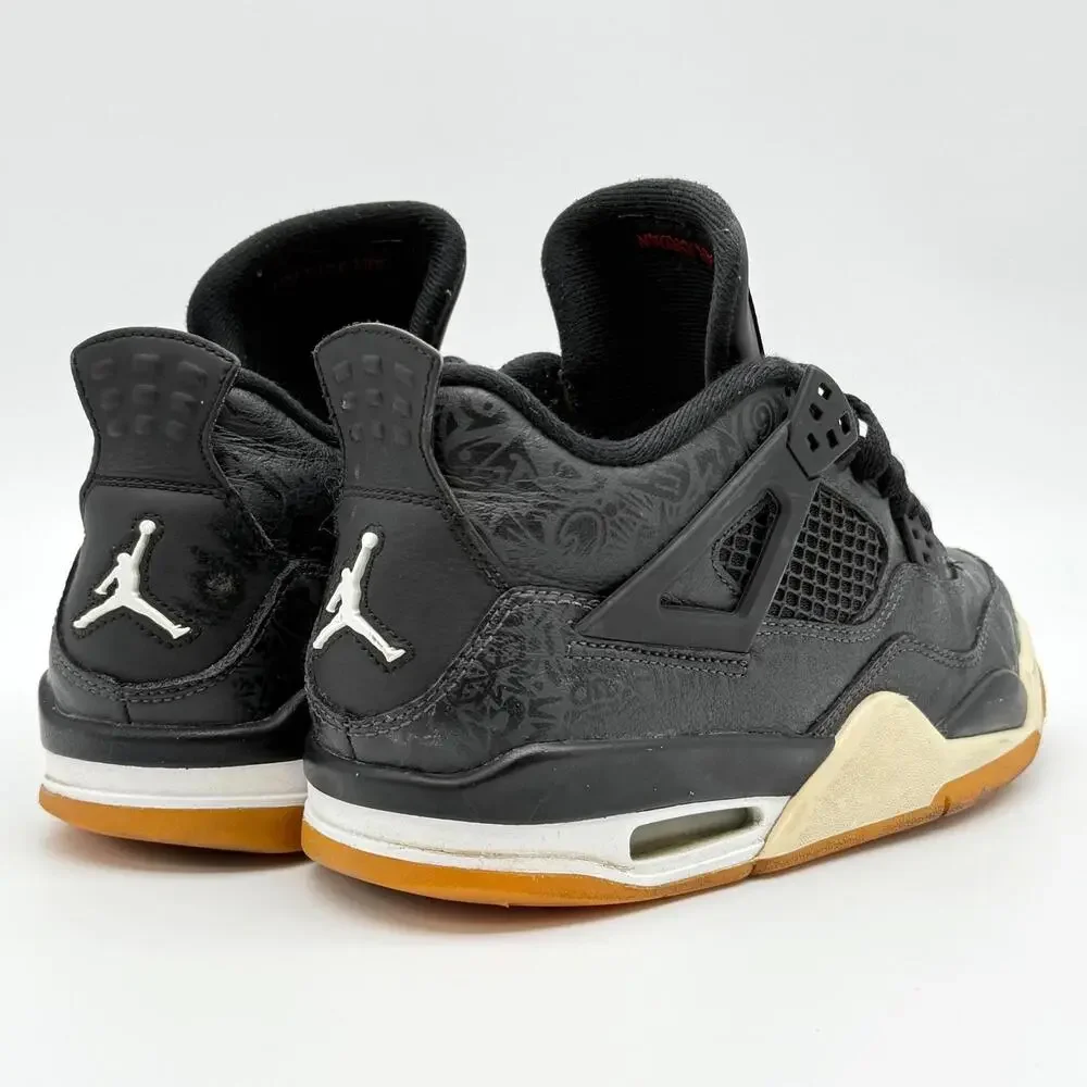 Nike Air Jordan 4 Retro GS 'Laser Black Gum' Youth Size 7 - Picture 5 of 13